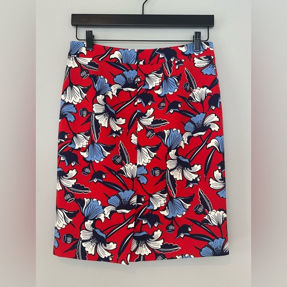 J. Crew Red and Blue Floral Skirt - Picture 3 of 7
